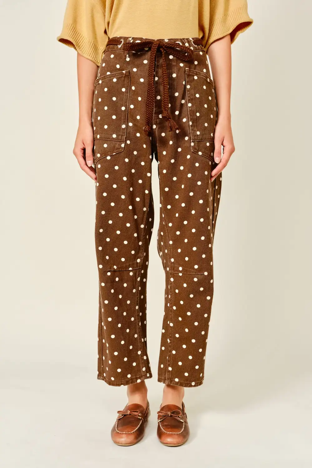Women's Polka-Dot Barrel-Leg Jeans