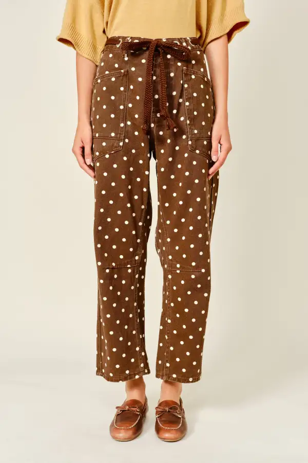 Women's Polka-Dot Barrel-Leg Jeans