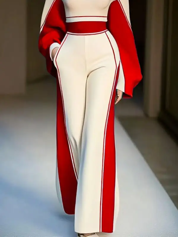 Women's Wide Leg Loose Fit Striped Pants