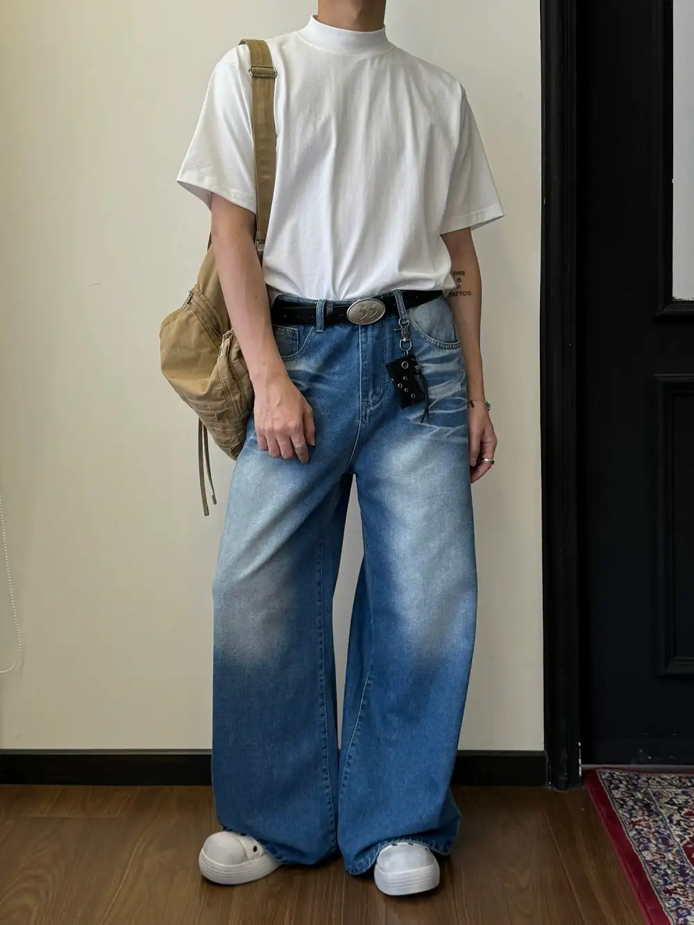 Faded Spots Whiskers Jeans