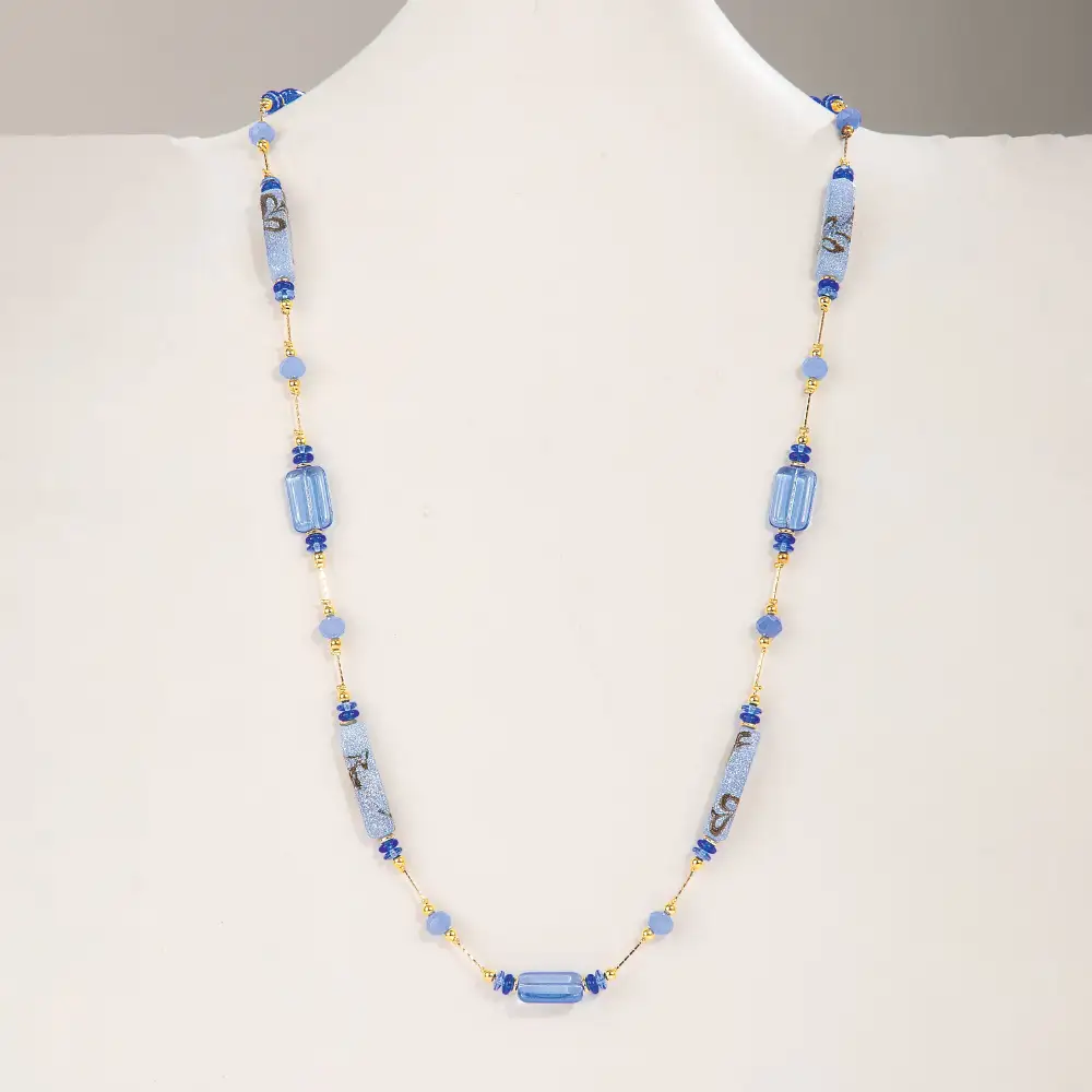 Minimal Glass Beaded Long Strand Necklace