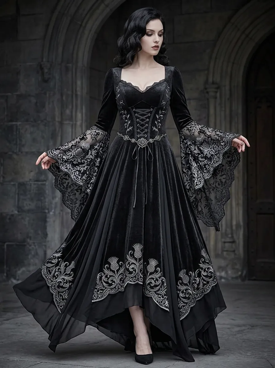 Dark Romantic Thistle Victorian Collection Women's Gothic Dress