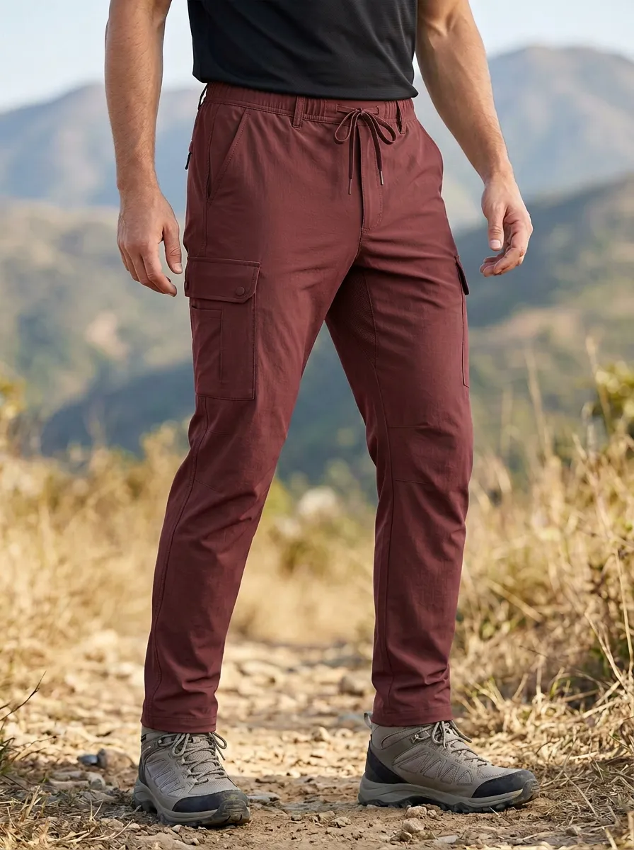 Men's Multi-Pocket Quick-Dry Tapered-Leg Cargo Pants