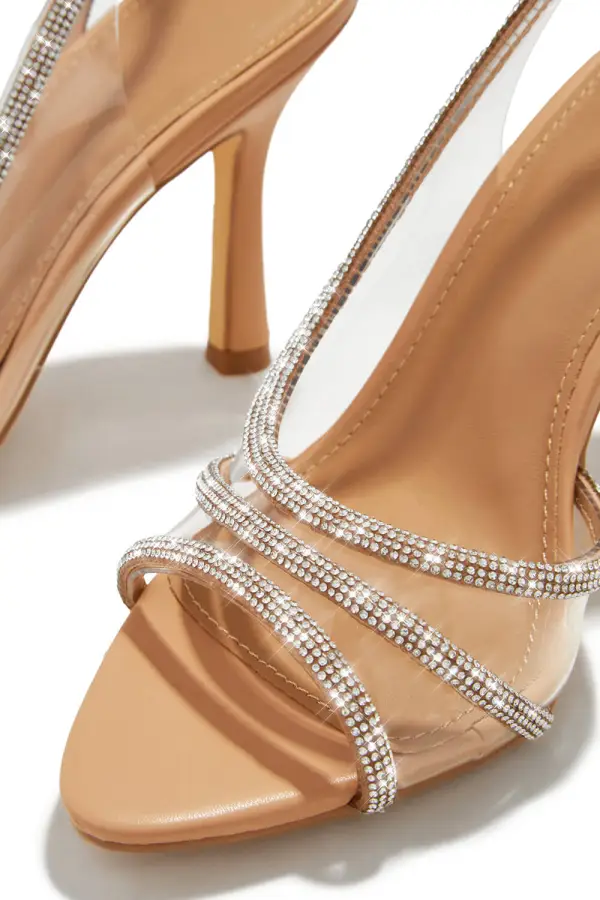Embellished Diamante Strap Slingback High