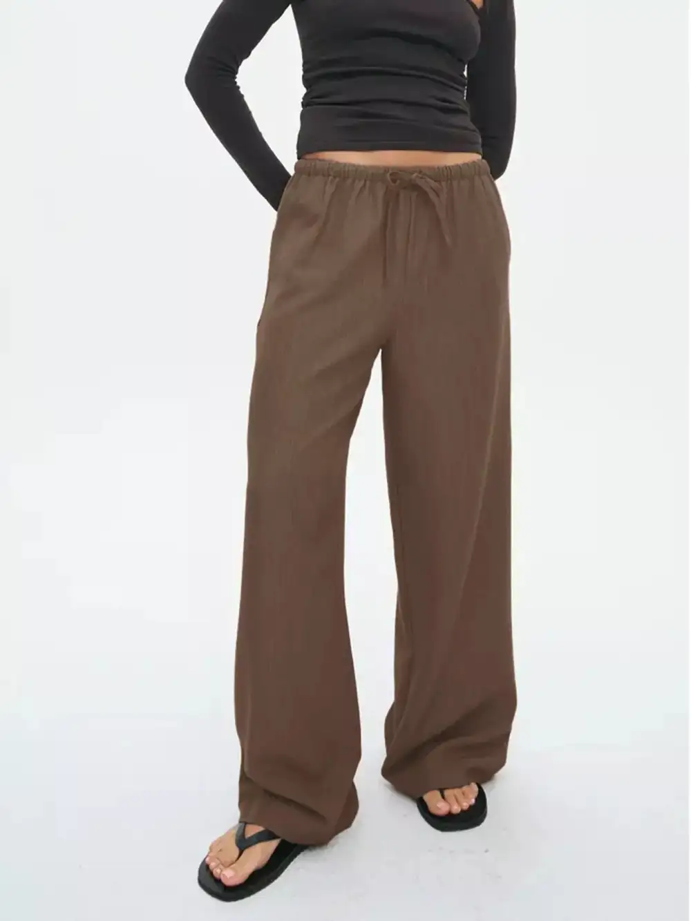 Wide Leg Drawstring Relaxed Fit Everyday Pants