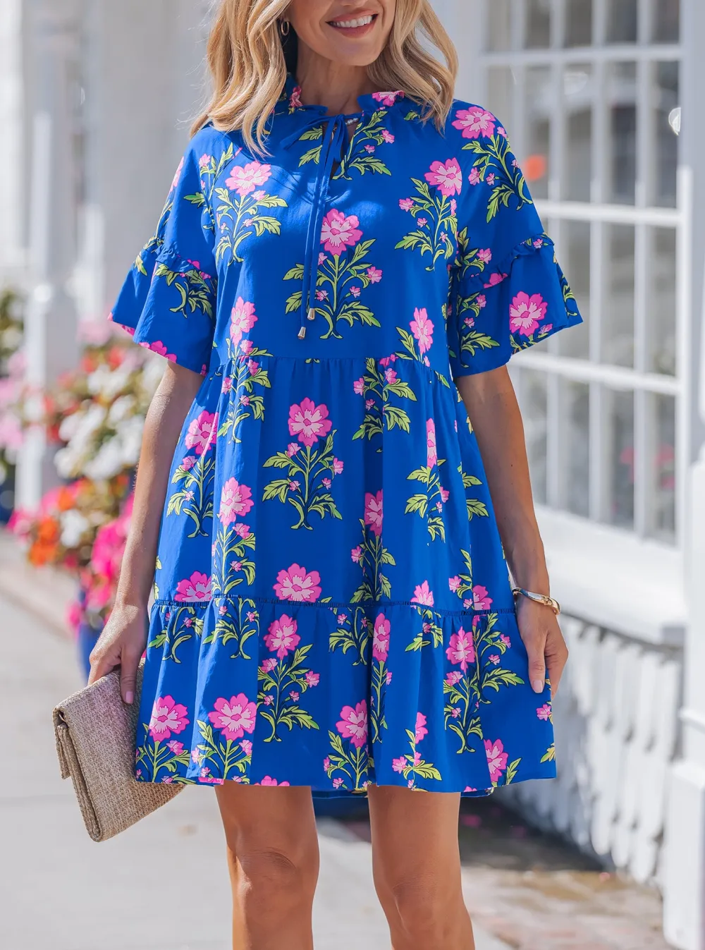 Women's V Neck Short Sleeve Loose Fit Dress