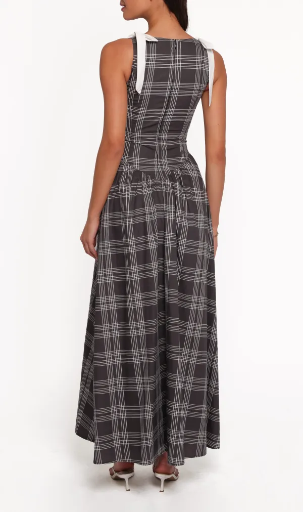 A-Line Boat Neck Maxi Dress