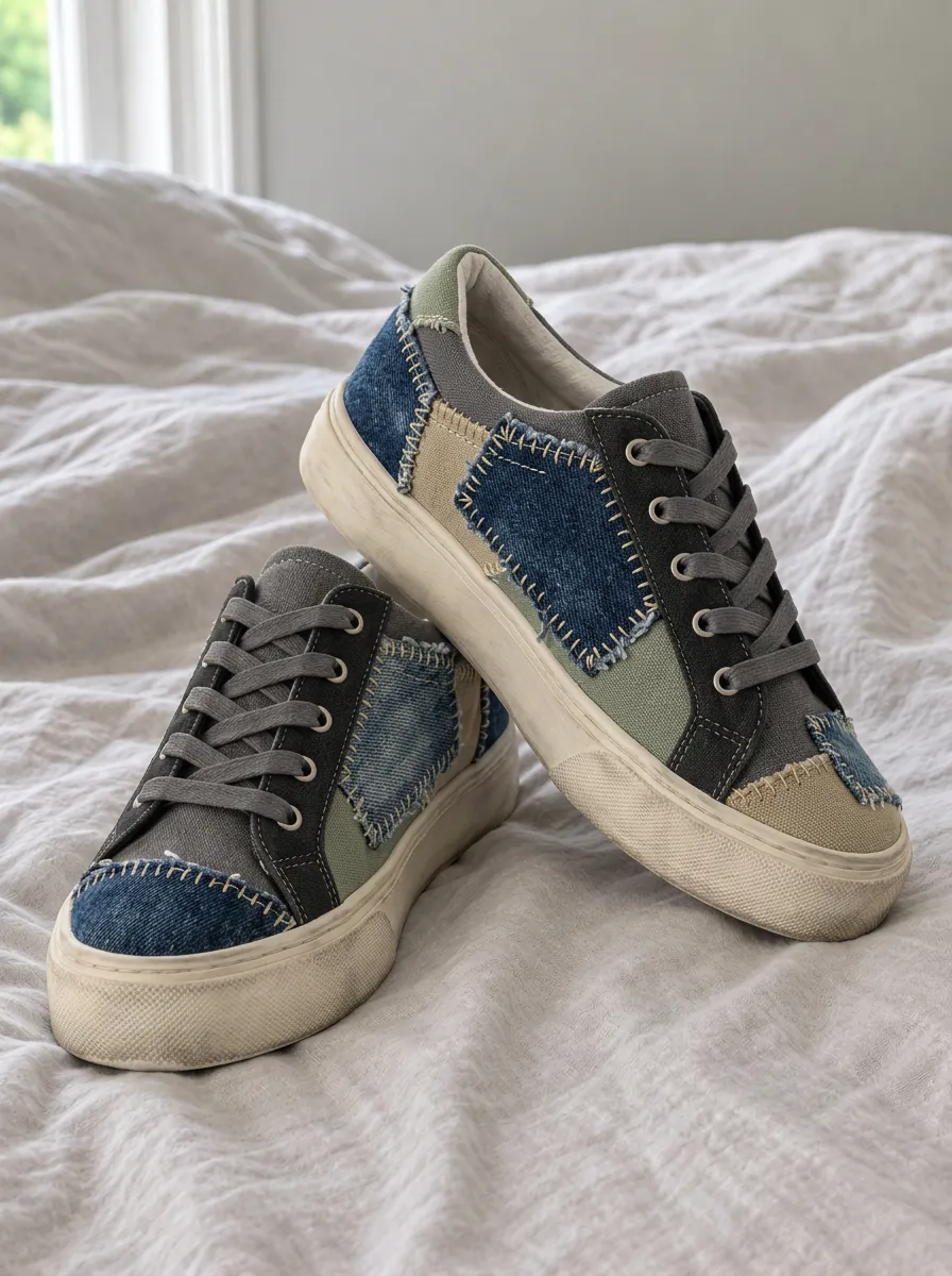 Men's Casual Patchwork Denim Stitched Canvas Shoes