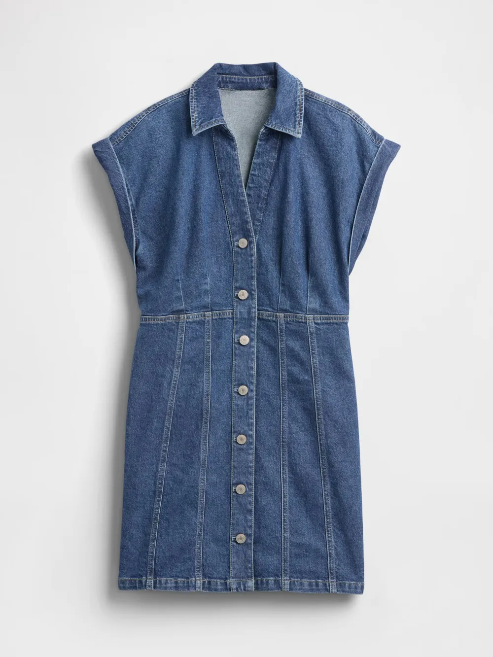 Button Open V-Neck Dress