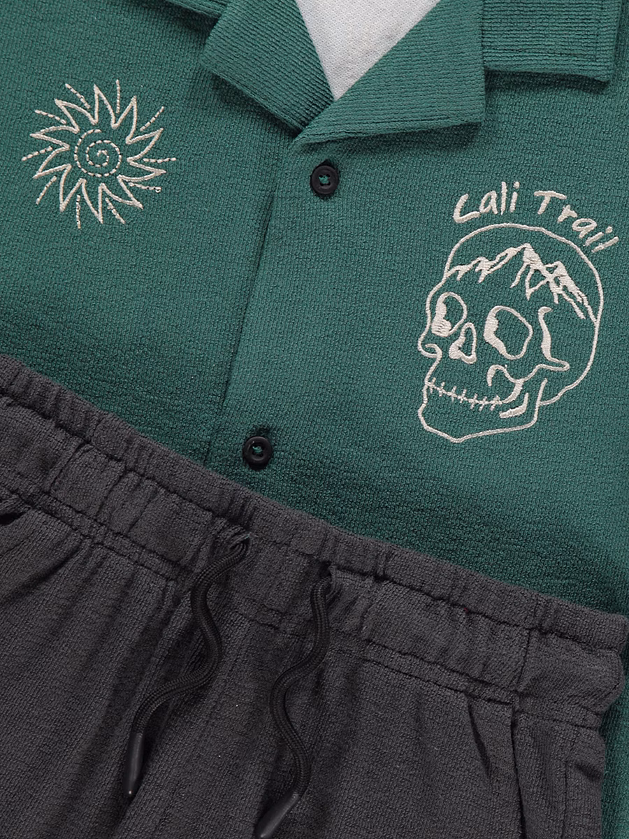 Cali Trail Back Embroidery Shirt and Shorts Outfit detail 2