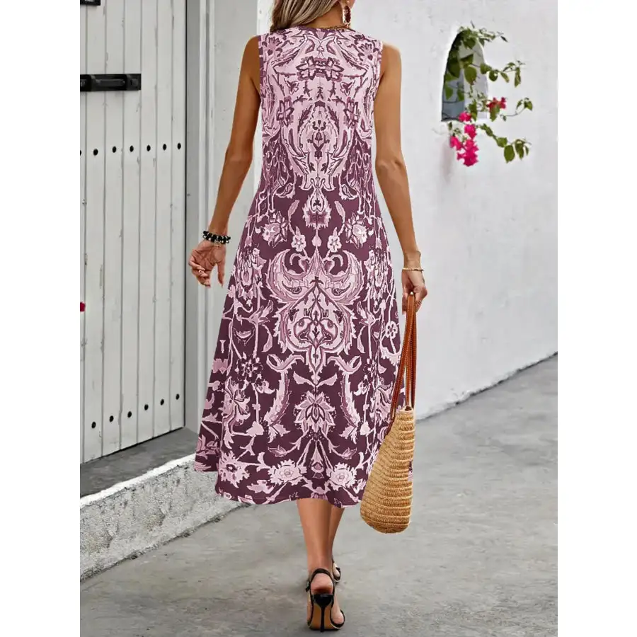 Printed Sleeveless Midi Dress