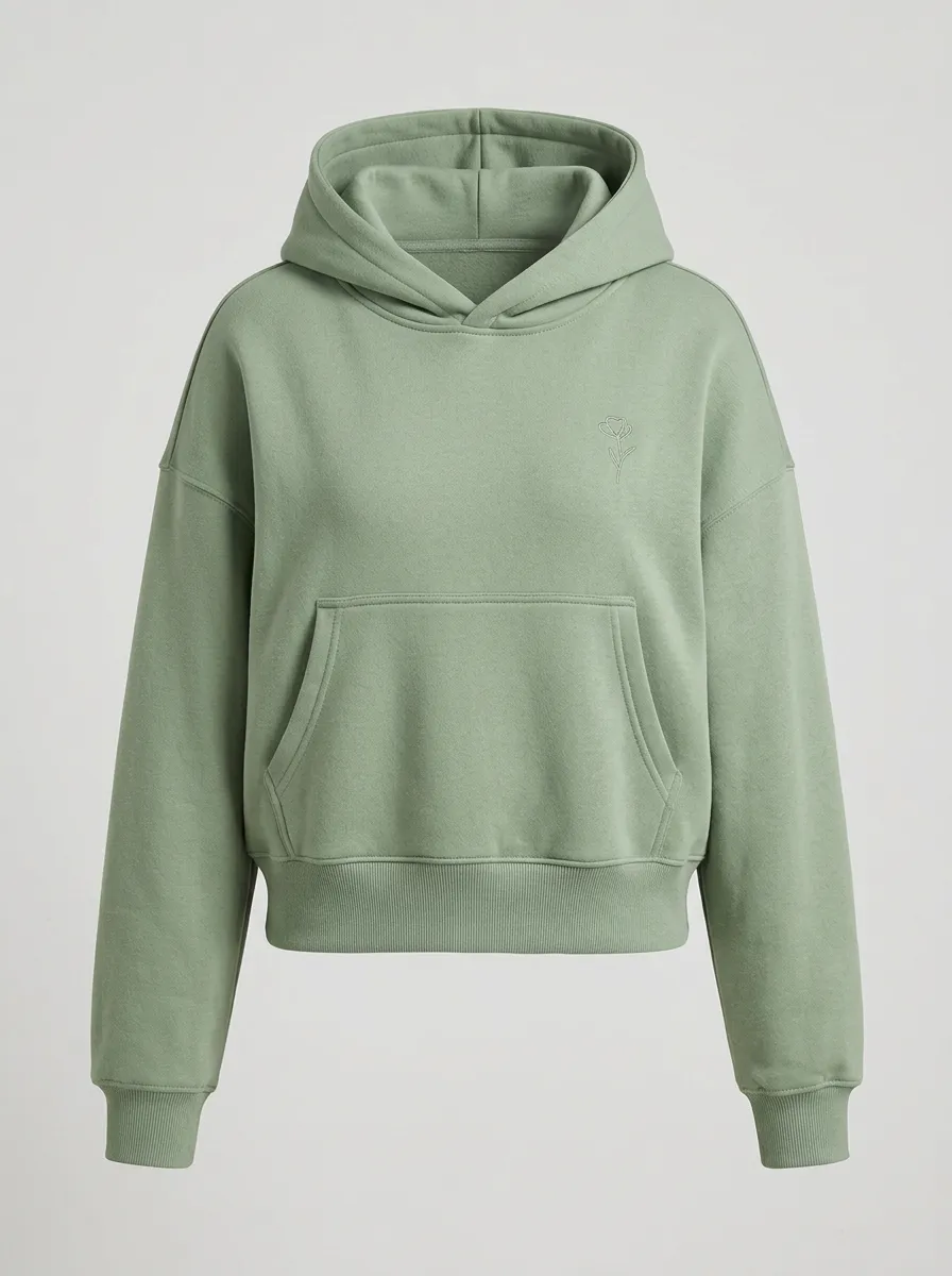 Women's Minimalist Floral Heart Line Art Printed Hoodie