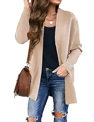 Women's Long Sleeves Open Front Leopard Print Knitted Sweater Cardigan Coat Outwear