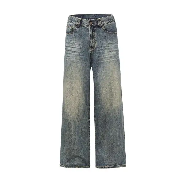 Utility Inspired Straight Leg Whiskered Denim Jeans