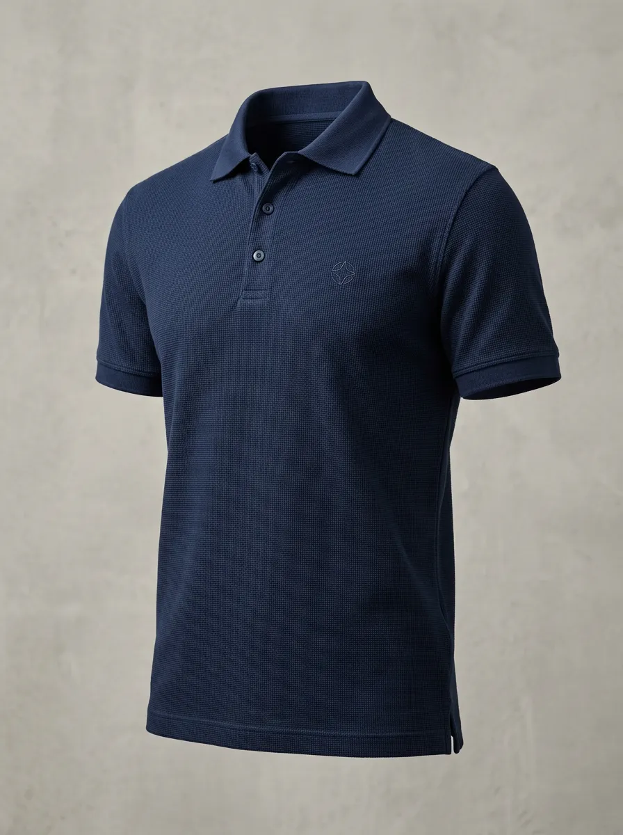 Refined Waffle-Knit Embroidered-Detail Men's Polo Shirt