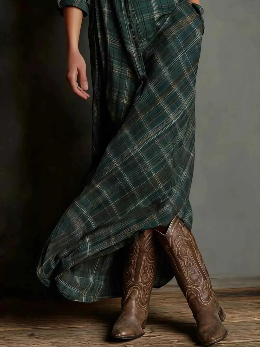 Plus Size Plaid Button Down Maxi Dress