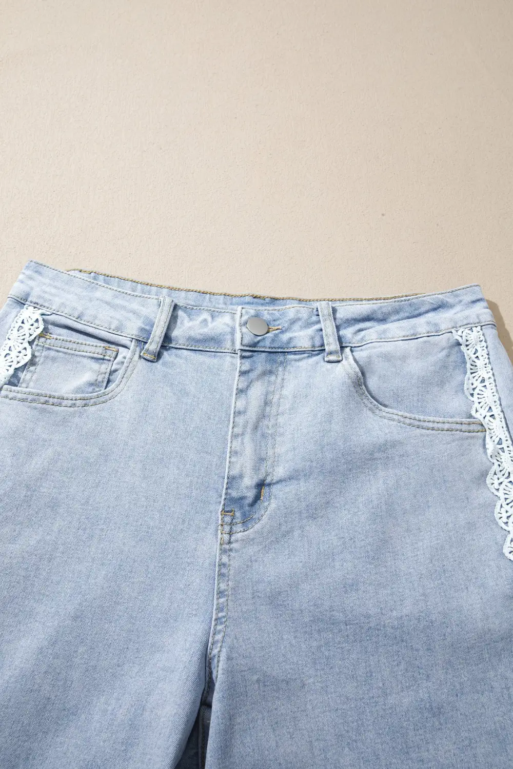 Women's Lace Trim Casual Full Length Regular Fit Jeans