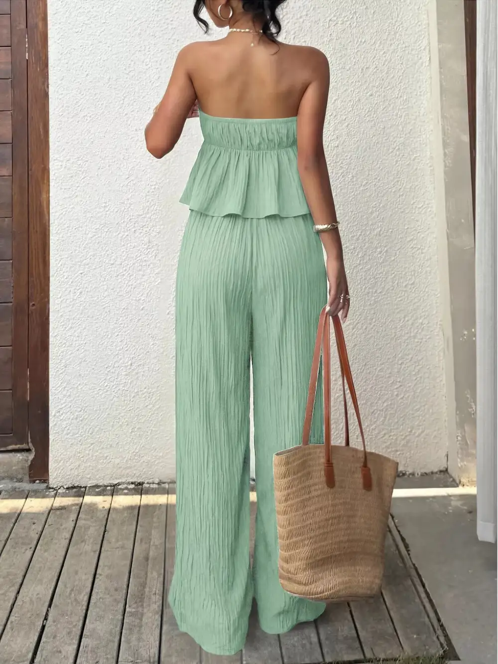 Tube Top and Wide Leg Pants Set