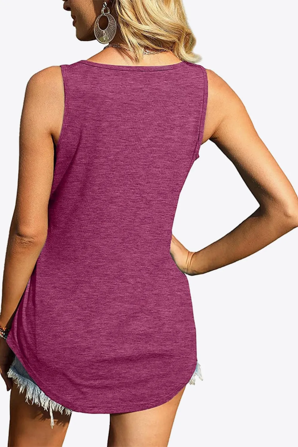 Curved Hem Square Neck Tank Top