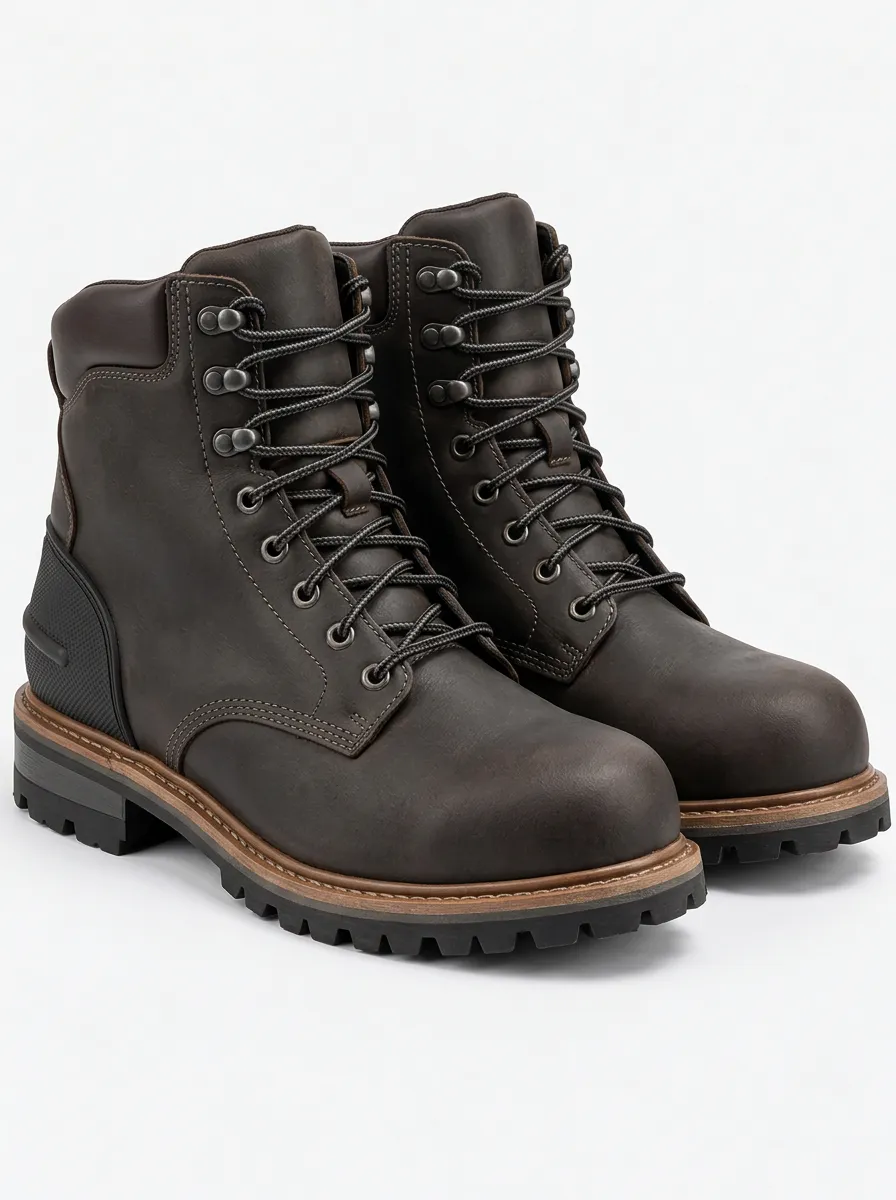 Men's Leather Work Boots with Waterproof Styling