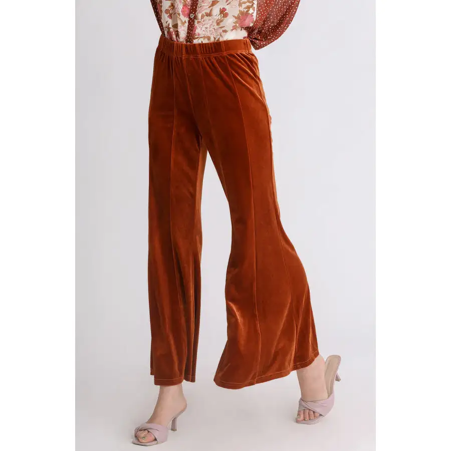 High Rise Elastic Waist Flare Pants