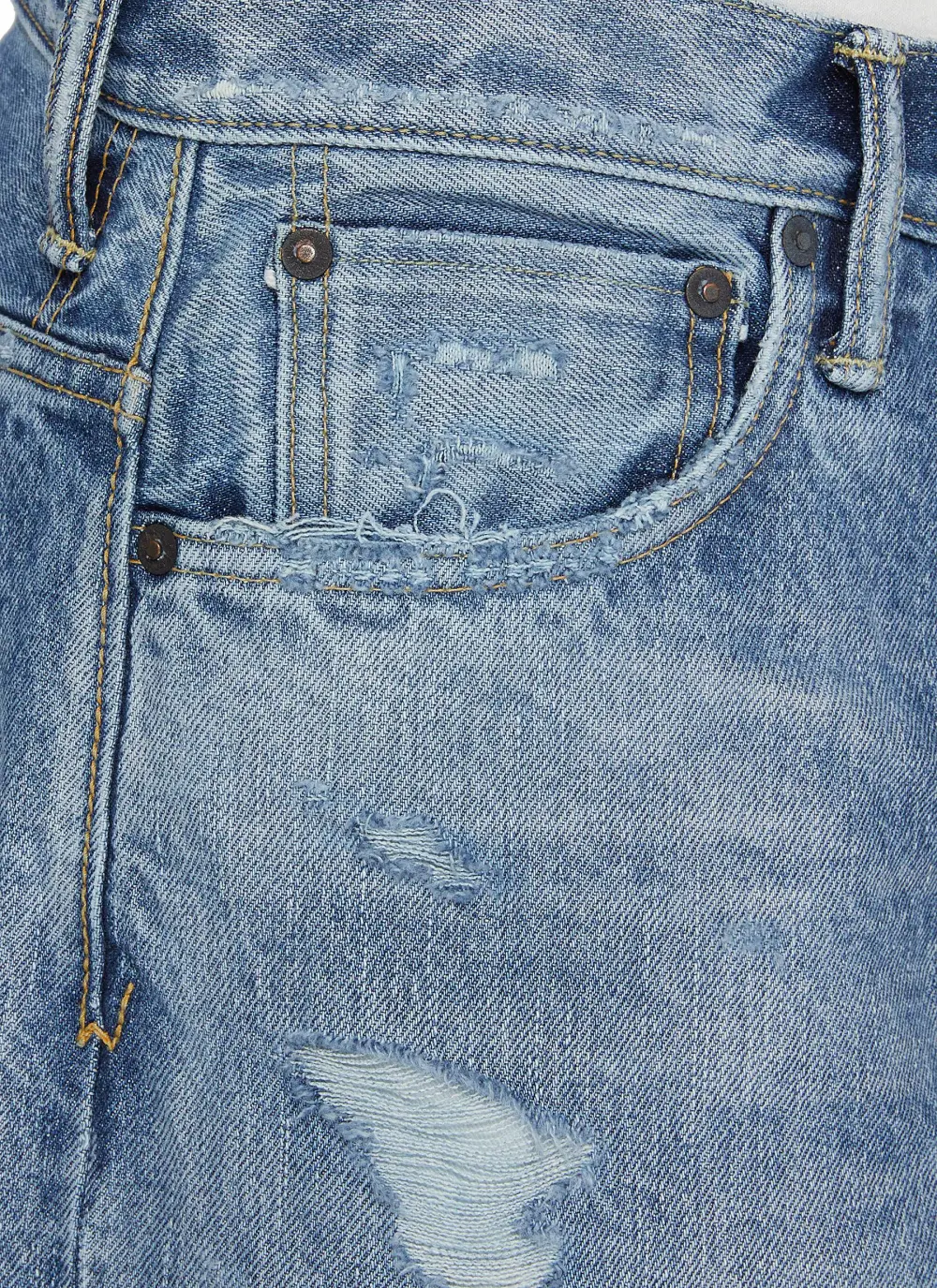 Simple Soft Straight-Cut Light Blue Cottom Jeans