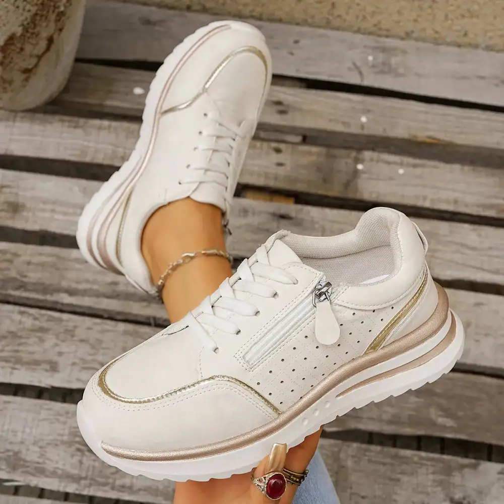 Refined Round Toe Lace-Up Sneakers
