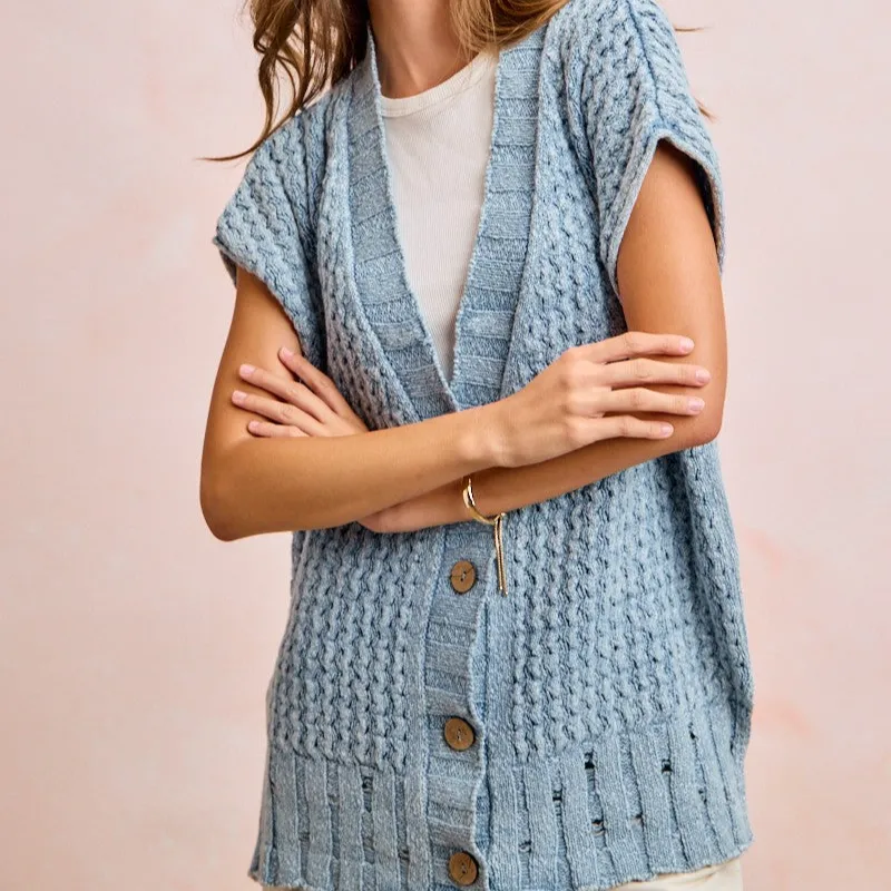 Button Front Oversized Dropped Shoulder Cardigan