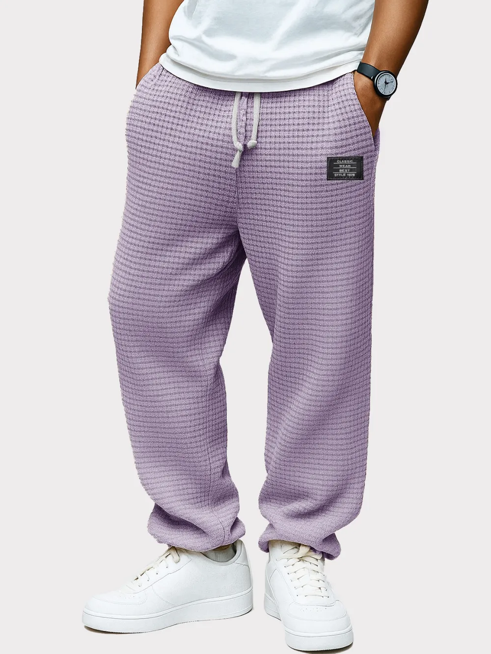 Clean Cut Textured Knit Drawstring Trousers