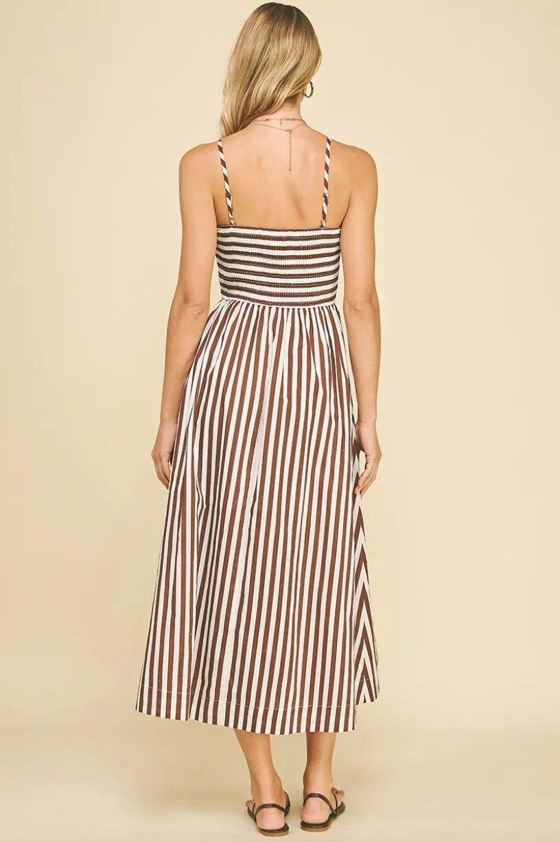 Chocolate White Striped Midi Dress