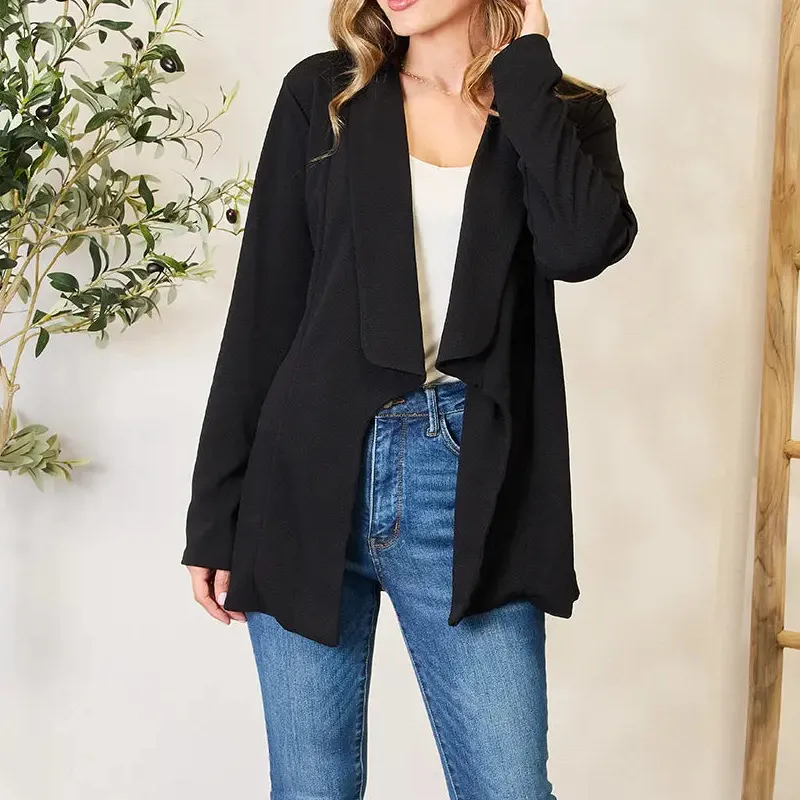 Long Sleeve Open Front Tailored Blazer