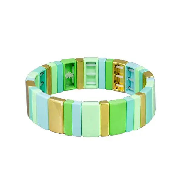 Wide Enamel Tile Bracelet