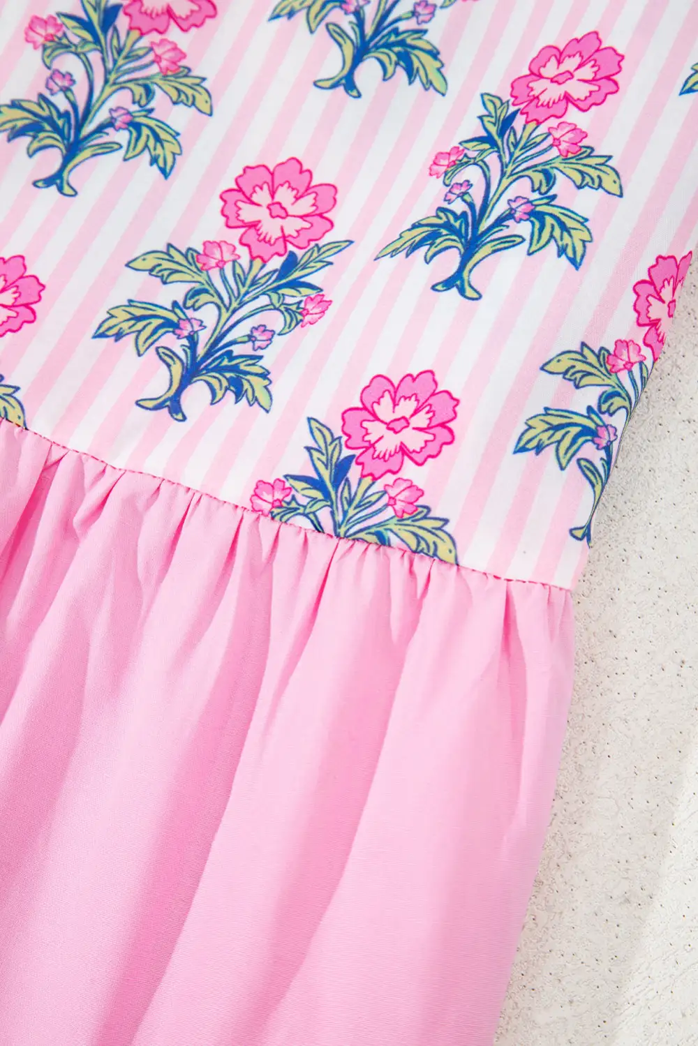 Everyday Striped Floral Ruffled Blouse