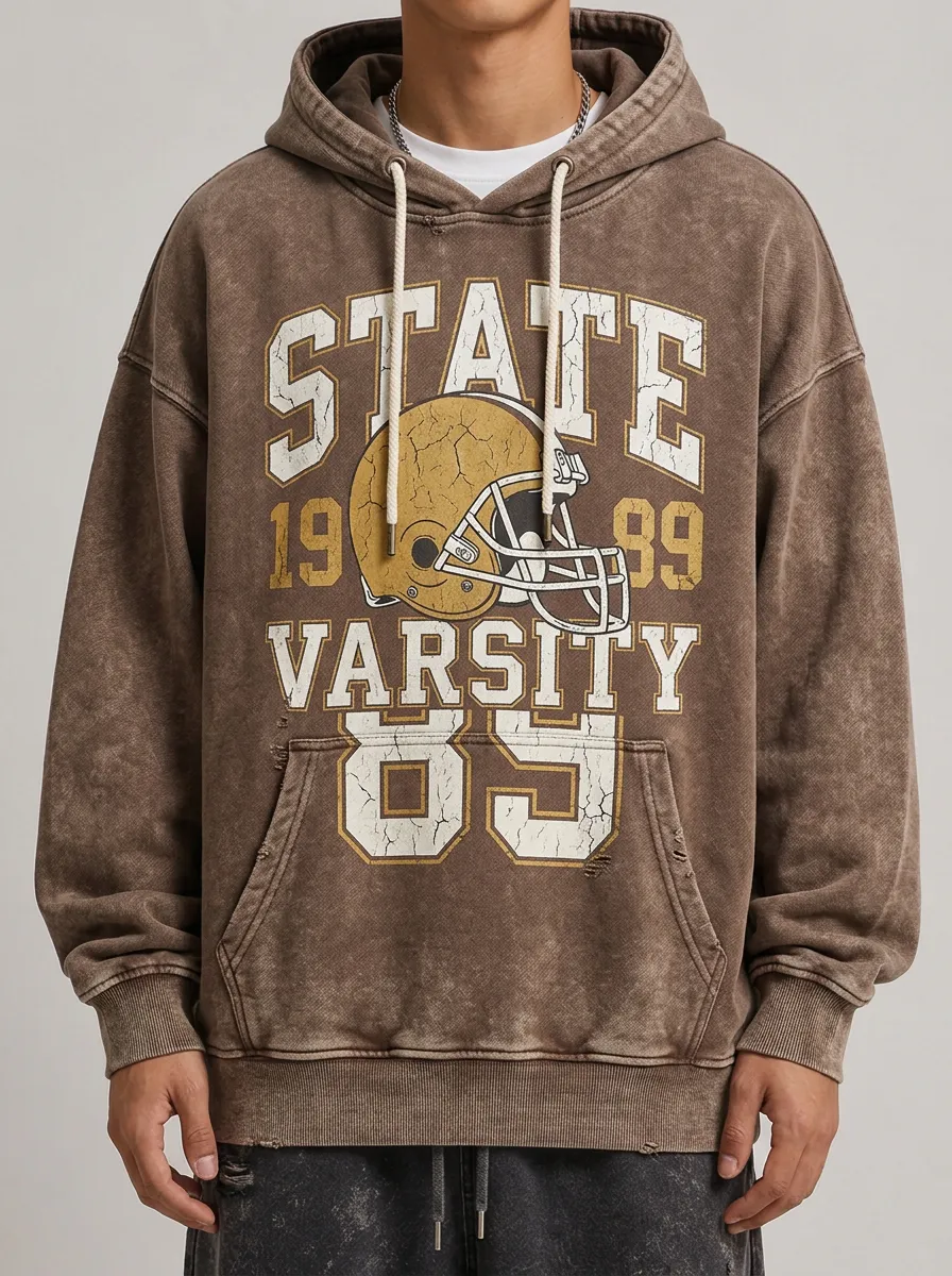 Men's American Football Lover State Varsity 89 Printed Hoodie