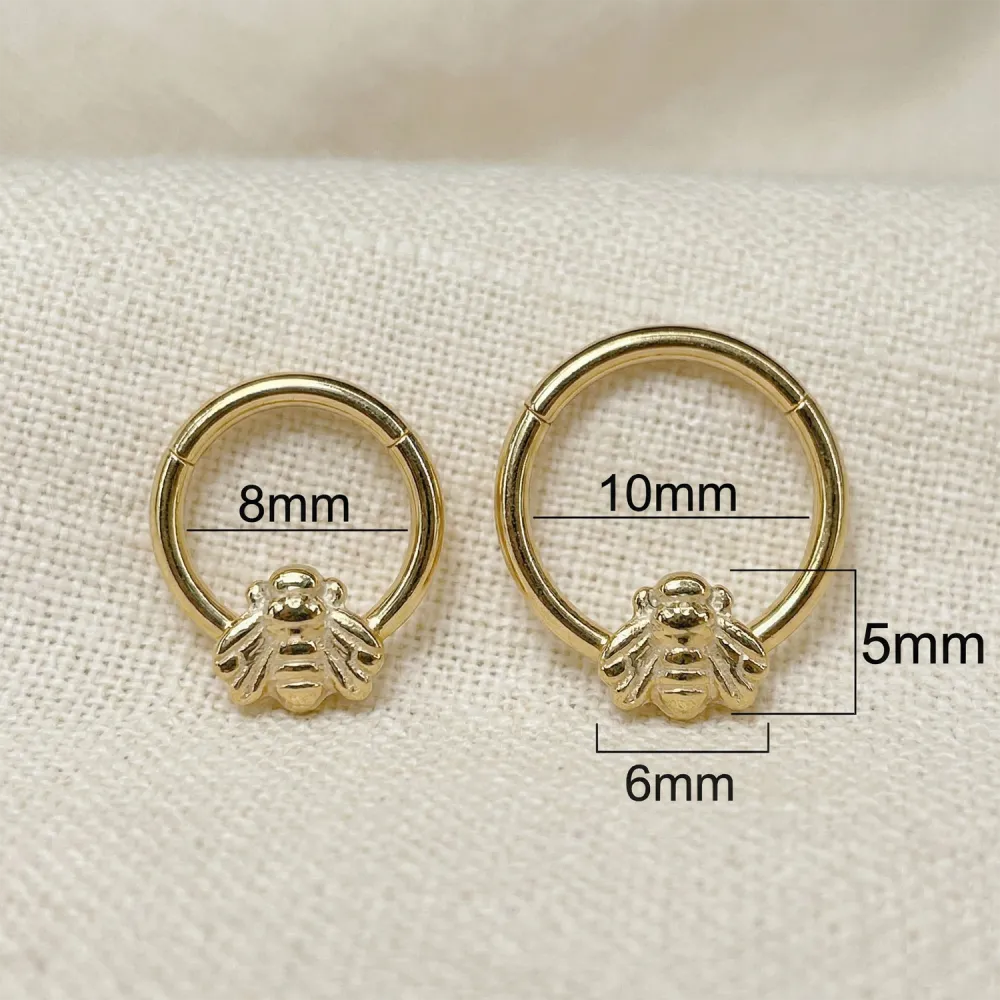Titanium Bee Hinged Hoop Ring
