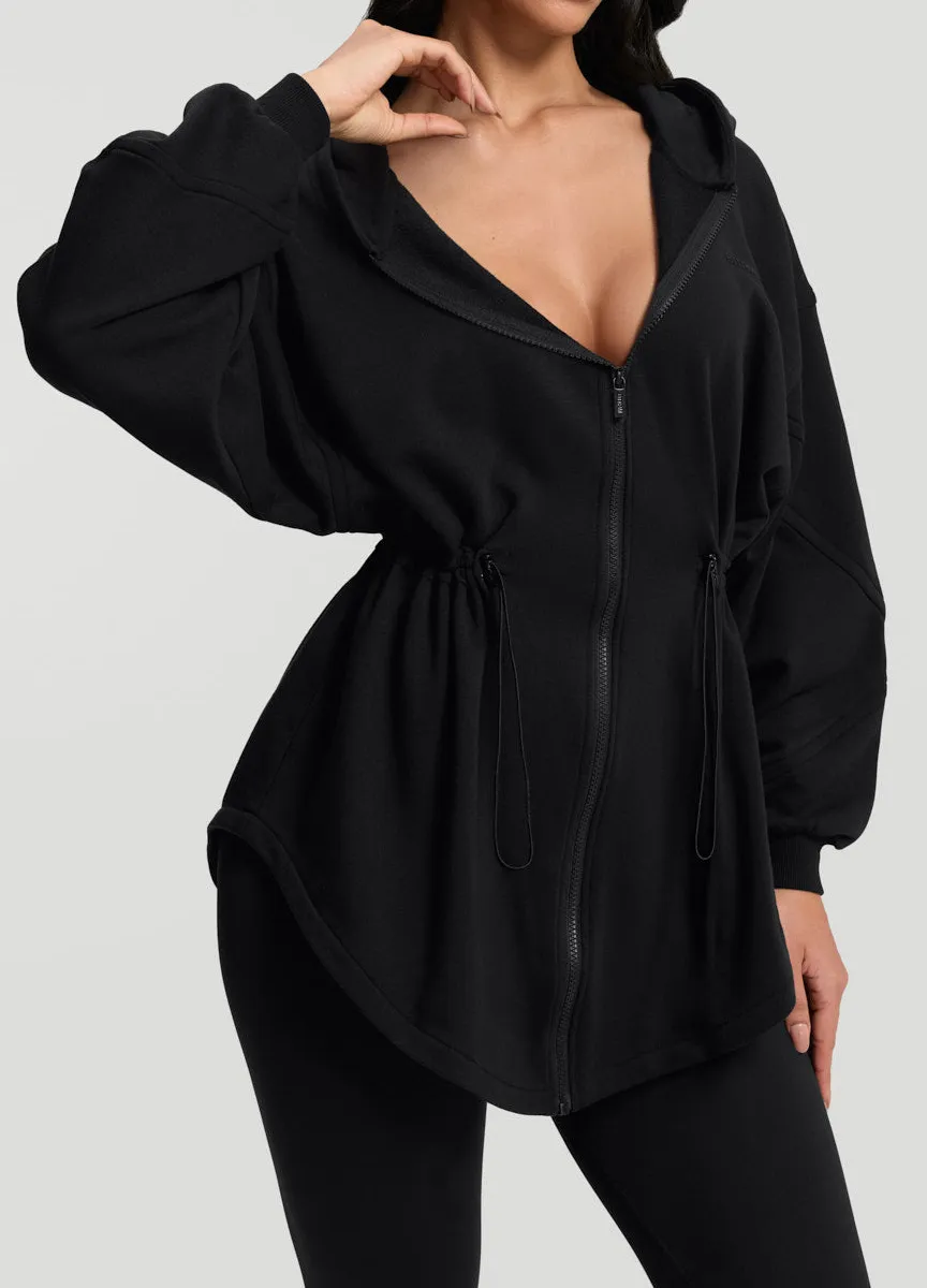 Relaxed Drawcord Hem Lounge Hoodie