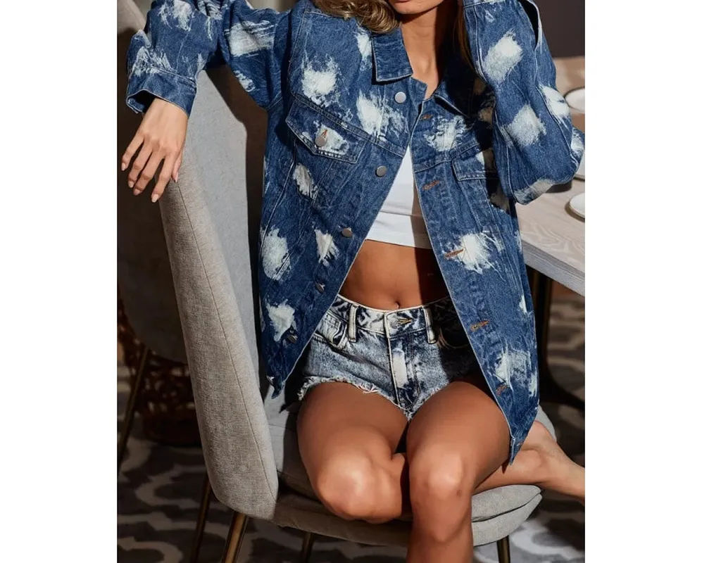 Washed Tie-Dye Denim Jacket