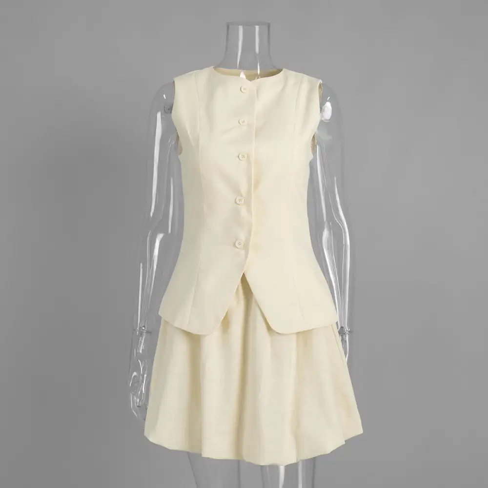 Summer Sweet Vest And Bubble Skirt Set For European American Style