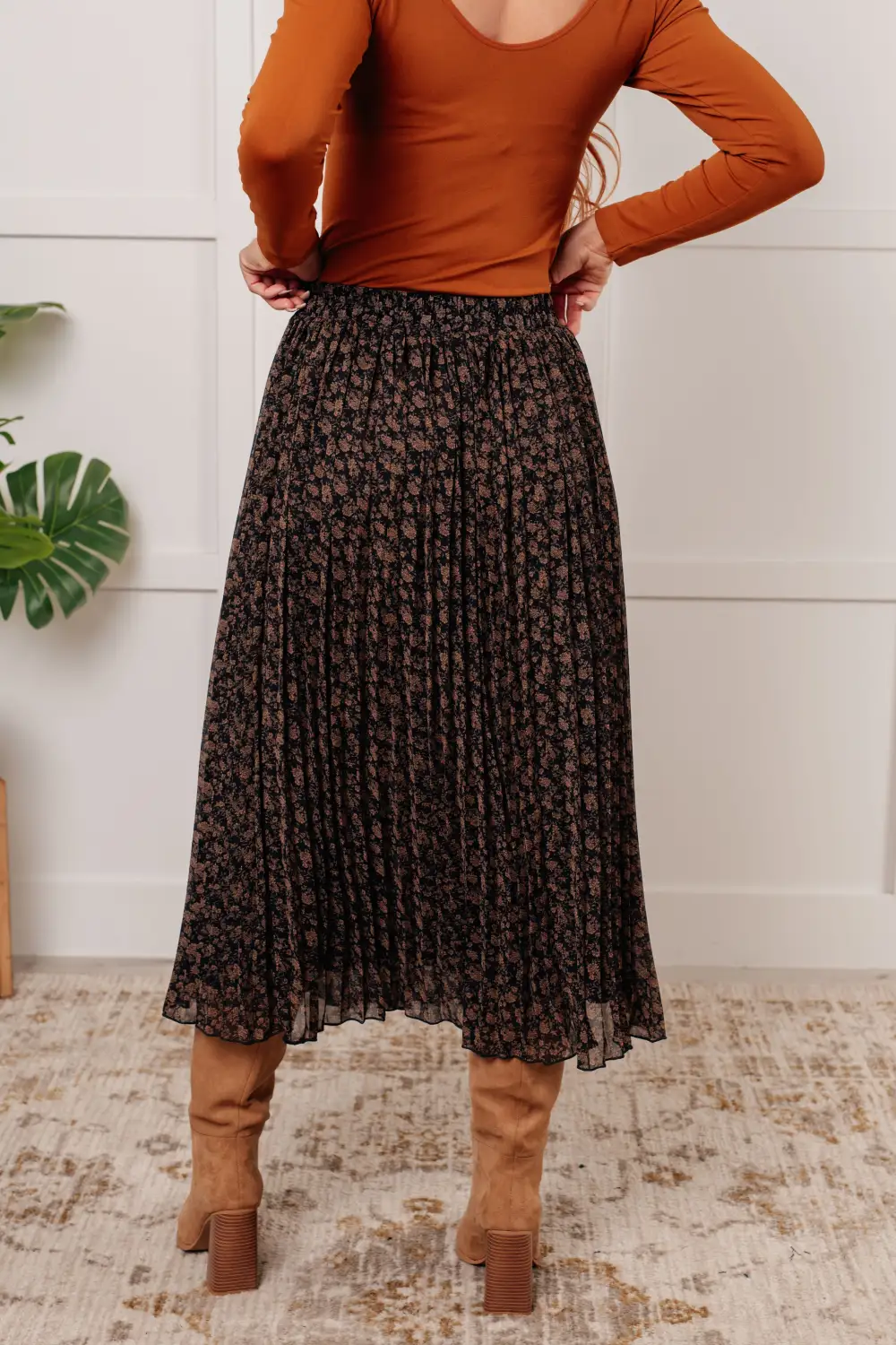 Pleated Floral Skirt