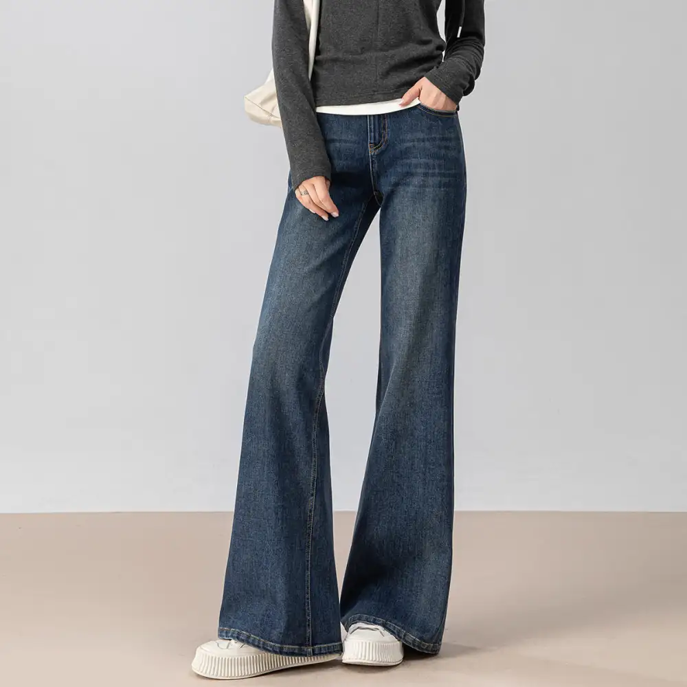 Easy-Wear High Waist Loose Flared Jeans