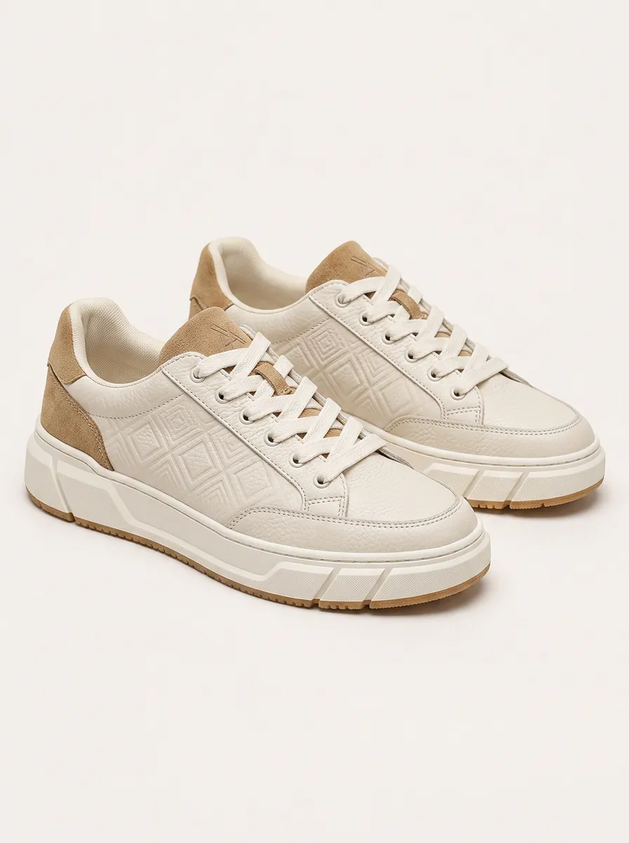 Men's Street Geometric Pattern Suede Printed Sneakers