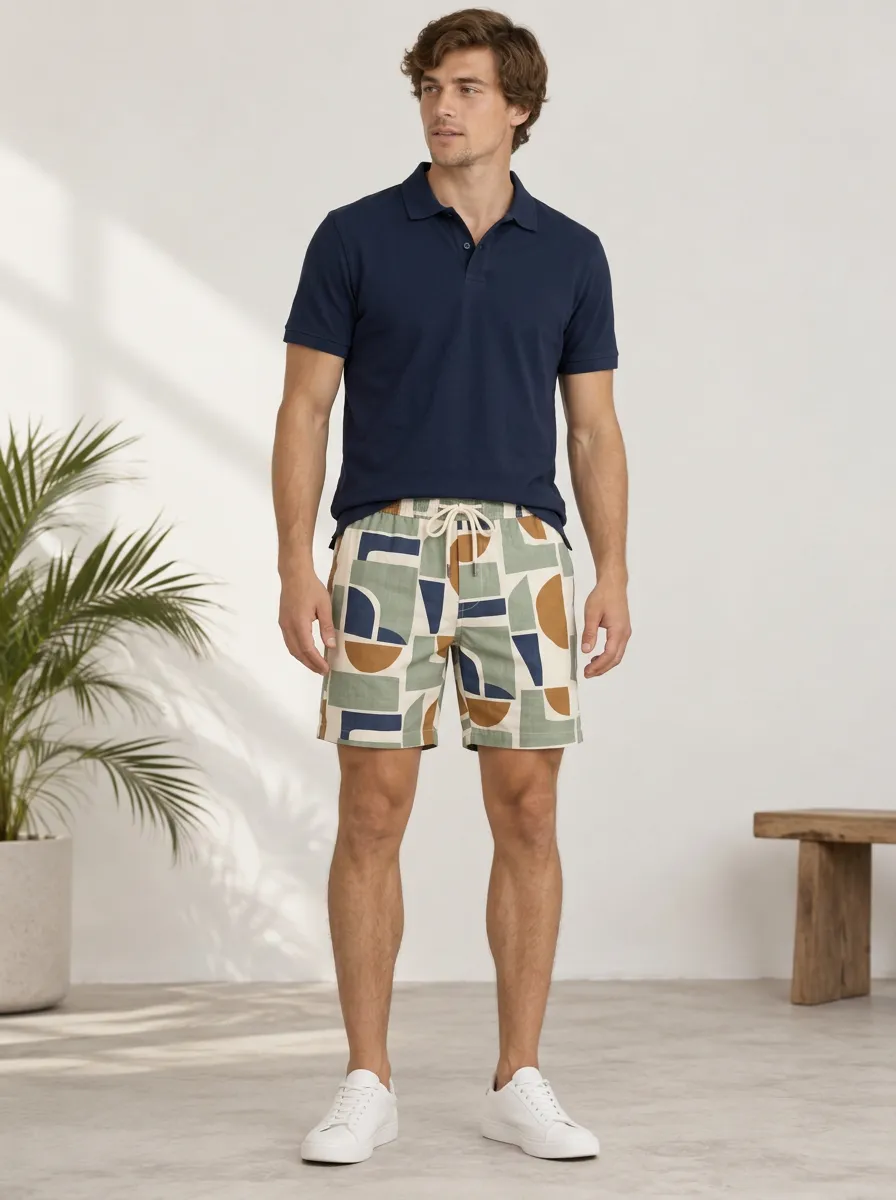 Men's Bold Pattern Printed Geometric Abstract Shorts