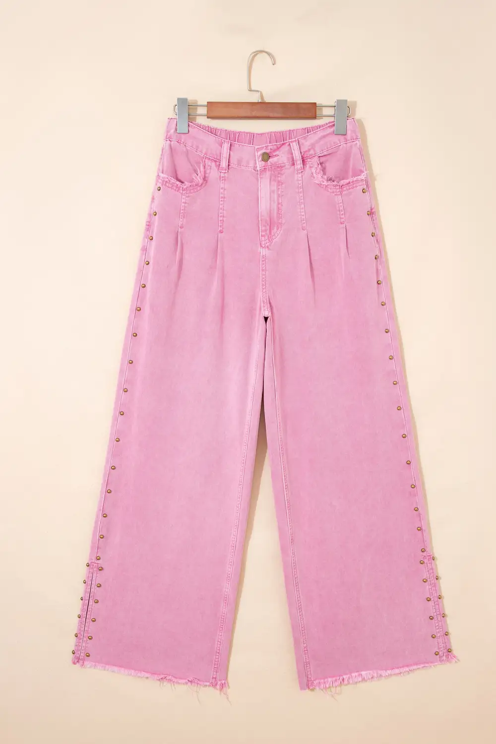Women's Beaded Side Detail Split Loose Jeans