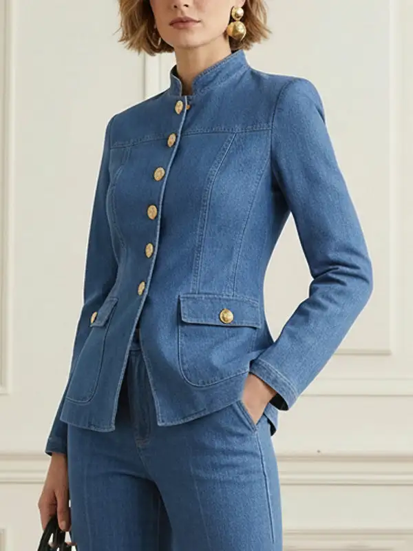 Denim Button Front Jacket Classic