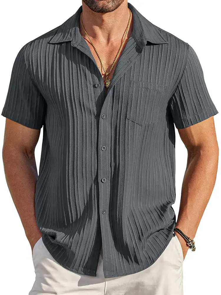 Soft Weave Textured Button Down Shirt