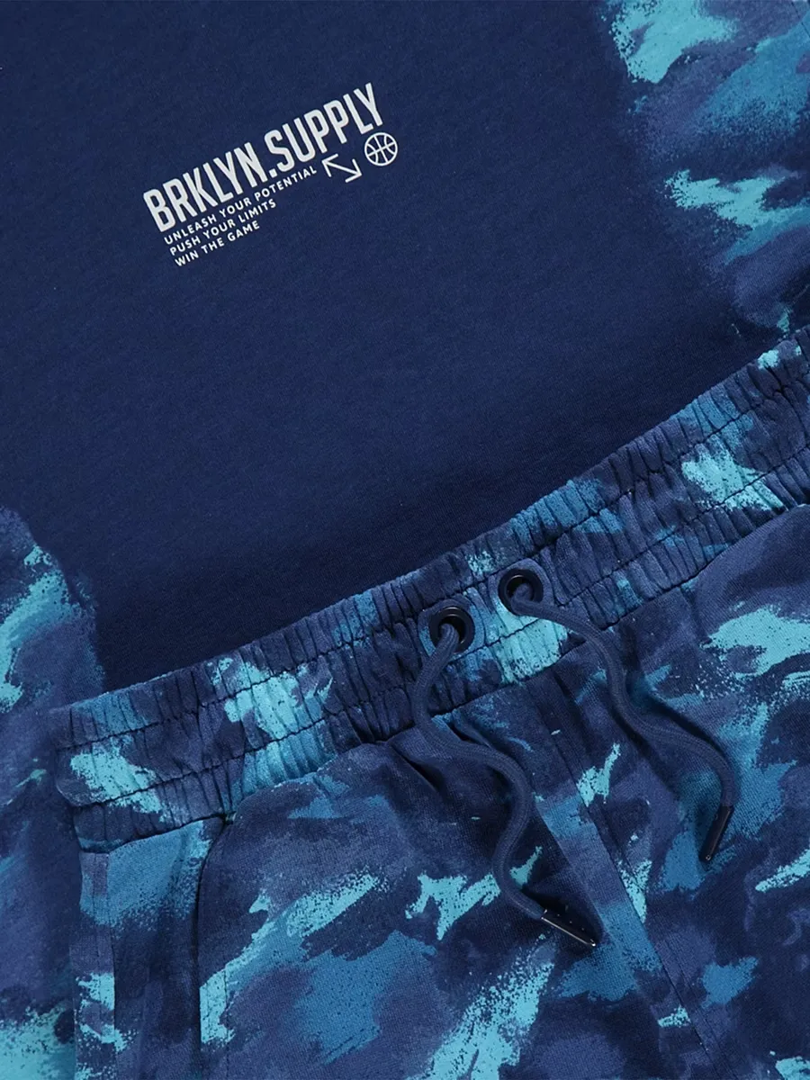 Blue Ombre Camouflage T-Shirt and Shorts Set