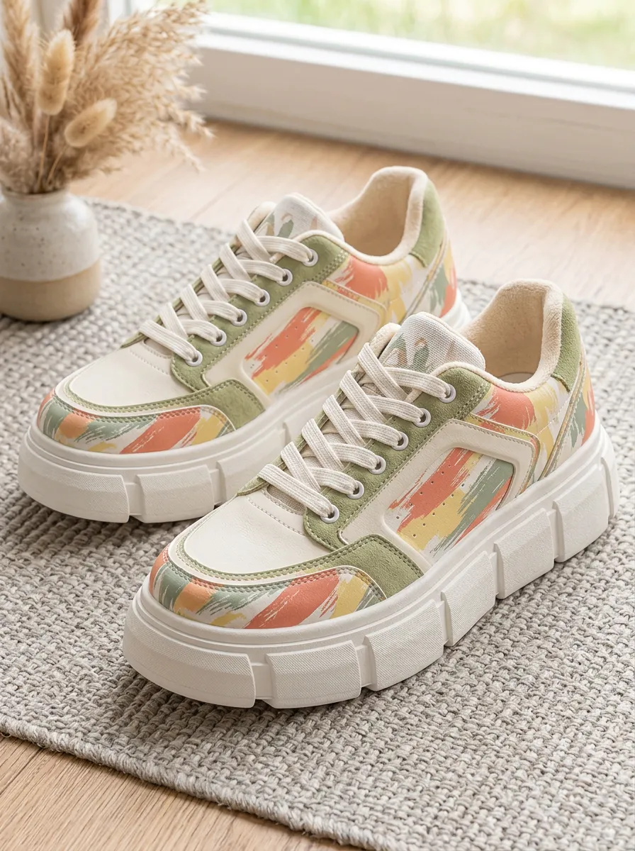 Women's Everyday Abstract Brushstroke Pattern Skate Shoes