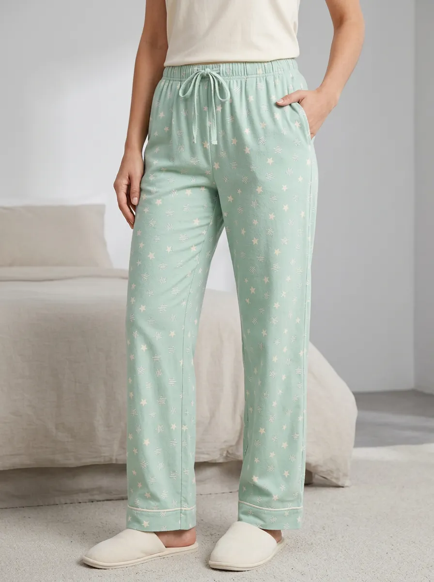 Printed Star Print Relaxed Pajama Pants