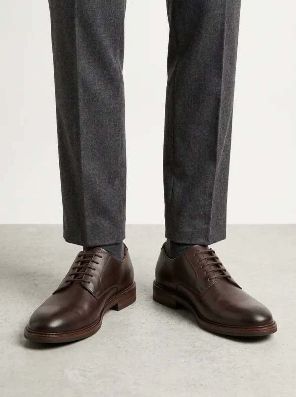 Men's Classic Business Dark Brown Leather Oxford Shoes