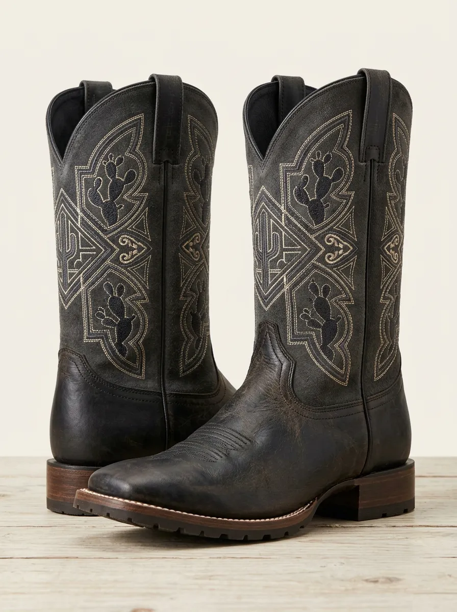 Frontier Heritage Cactus Desert Embroidered Rodeo Style Men's Western Cowboy Boots